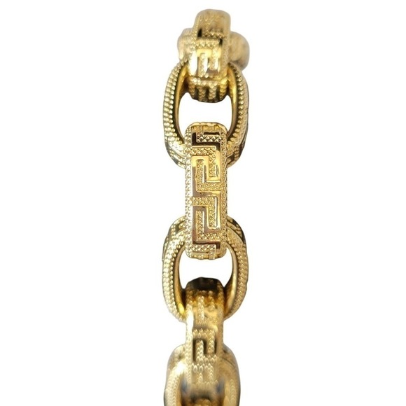 The Unbranded Brand Jewelry - Bronze Italy Gold Tone Greek Key Greca Link Chain Bracelet Made in Italy